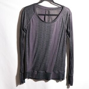 Lululemon Salutation To Savasana Long Sleeve Misty Stripe Burnout Soot Black Top
